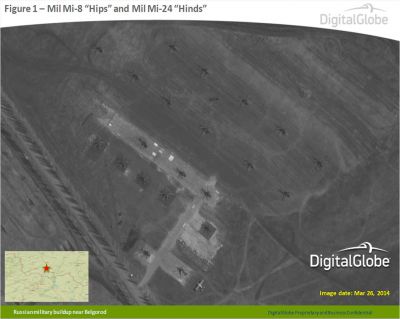 Ruské vrtulníky u Belgorodu
Satelitní snímek poskytnutý NATO
Klíčová slova: nato, rusko, ukrajina, satelitní snímek
