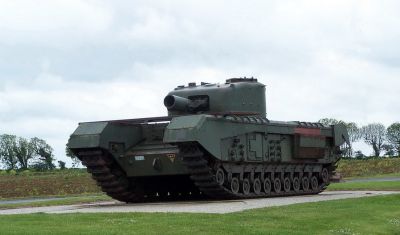 Ženijní tank Churchill AVRE s 290mm moždířem