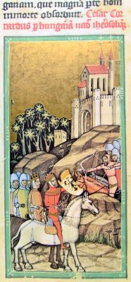 Konrádova armáda projíždí Uherskem
Zdroj: The crusader army of Conrad III of Hohenstaufen passes through Hungary (1147) – Miniature of the Illuminated Chronicle (1358)
Licence: public domain
