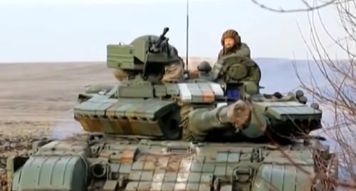 Ukrajinský tank T-64BV za bitvy o Debalceve