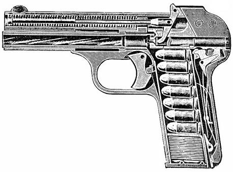 FN / Browning M.1900 (Browning No.1)
Sectional view drawing of the FN - Browning 1900 pistol.
Klíčová slova: browning_m.1900