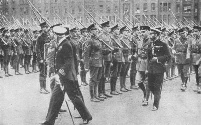 King George inspecting troops of the British Exepitionary Force.

